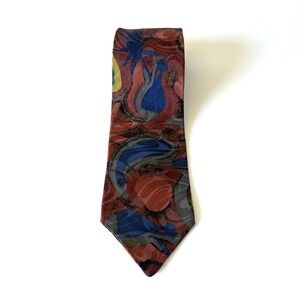 Vintage Mark Mathieu Collection 100% Silk Tie Abstract Art Print ~56x3.5